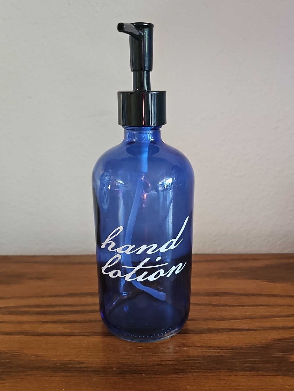 Blue Glass Hand Lotion Pump Bottle Tote 1 #3